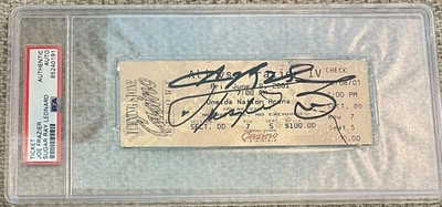 Joe Frazier RIP Sugar Ray Leonard Signed Ticket Rare Nice Autograph PSA/DNA - Image 1 of 3