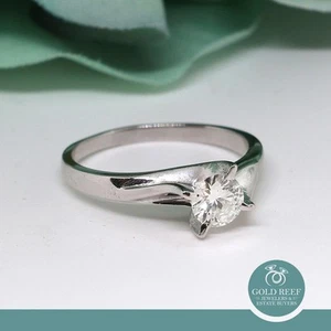 0,52 ct Diamant Solitär Verlobungsring GIA-Zertifikat 14 K Weißgold Gr. 7,5 - Bild 1 von 10
