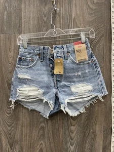 Levi Light Blue Shorts - Size 24 - Picture 1 of 3