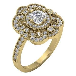 Designer Round Diamond Solitaire Halo Engagement Ring I1 G 1.20Ct 14K White Gold - Picture 1 of 8