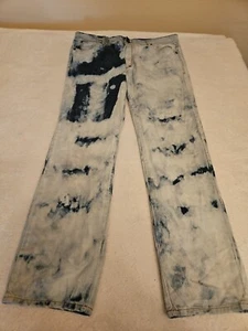 Akoo Jeans Men's Size 38x32 White Distressed 90's Splatter - Picture 1 of 15