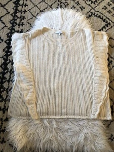 IRO Dafgan Ruffle Sleeve Knit Sweater Wool Alpaca Ecru Size Small Ivory. JJ - Picture 1 of 5