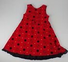 Rare, Too! Red Corduroy Ladybug  Dress Girls Size 6, Polka Dots