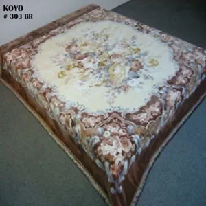 FLOWERS BROWN KOYO JAPANESE DESIGN BLANKET SOFTY THICK AND WARM KING SIZE - Picture 1 of 6