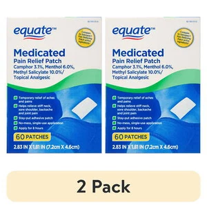 (2 pack) Equate, Medicated Pain Relief Patches for Body Aches & Pains, 60 Count - Picture 1 of 4