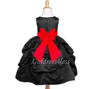 BLACK PICK-UP FORMAL OCCASIONS FLOWER GIRL DRESS 6M 12M 18M 2 4 6 8 10 12 - Picture 1 of 33