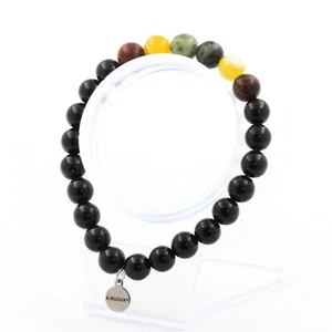 Minerals And Precious Stones. Bracelet Beads African Turquoise + OBSIDIAN - Picture 1 of 6
