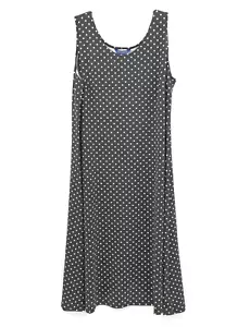 Travelsmith NWT sleeveless knit A-line midi dress Plus Size 1X black polka dot - Picture 1 of 10