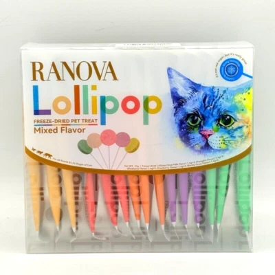 15pc Freeze Dried Lollipop Cat Treat Pet Grain-Free 98% Meat Lickable Flavor Mix - Image 1 of 4