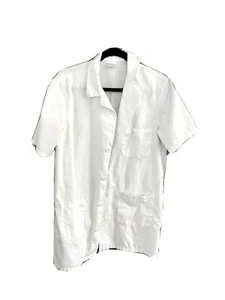 Pharmacy Lab Coat 3 Pockets 34” Length Size M White Short Sleeve 35/65 Superior  - Picture 1 of 3