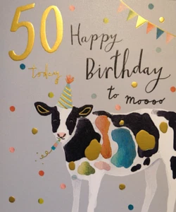 50th birthday card Male/Female Happy Birthday to Moooo (#KB103) - Picture 1 of 2