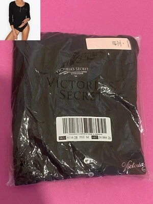 New Victorias Secret black Long sleeve Sleepshirt  sleepwear Pajama  M - Image 1 of 2