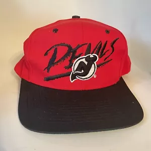 Vintage New Jersey Devils NHL Red Embroidered Snapback Hat - Picture 1 of 6