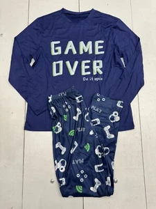 Shein Blue Game Over Graphic 2 Piece Pajama Set Boys Size 15Y - Picture 1 of 6