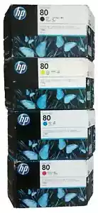 Genuine HP 80 Ink Cartridges C4871A C4846A C4847A C4848A 350ml - No Box - Picture 1 of 6