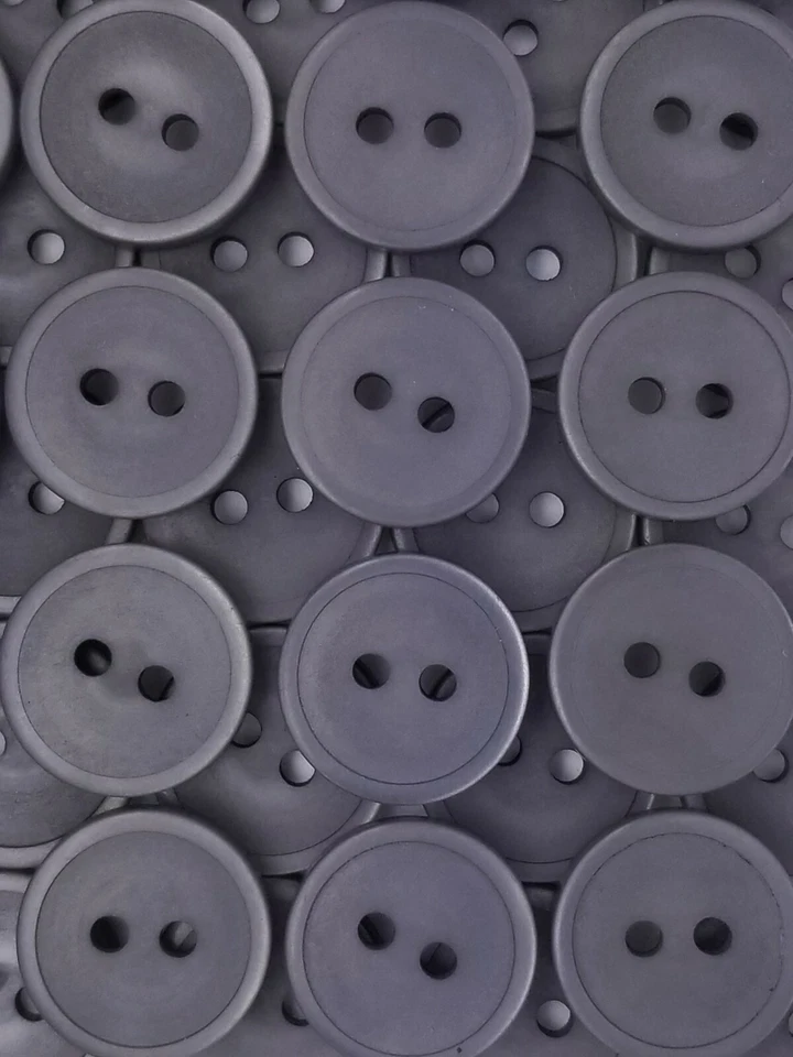 SIZE 24L - 5/8", SHINY RIM BUTTON WITH MATTE FINISH, GRAY, 1 GROSS - Image 1 of 1
