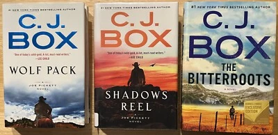 Lot of 3 C.J. Box: Wolf Pack ~ Shadows Reel (Pickett) ~ Bitterroots (Dewell) HC - Image 1 of 2