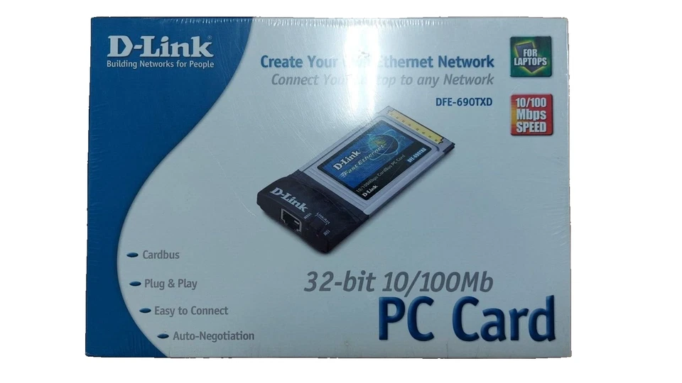 D-LINK DFE-690TXD 10/100 WIRED FAST ETHERNET NOTEBOOK LAPTOP PC CARDBUS ADAPTER - Immagine 1 di 3