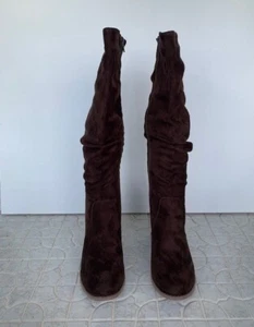 Gebrauchte braune Wildleder hohe braune Kniestiefel Größe 7,5 - Bild 1 von 8