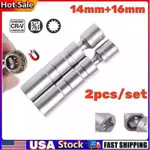 2Pcs 14mm &16mm Spark Plug Socket 12PT Magnetic Removal Tool 3/8'' Drive For BMW - Picture 1 of 9