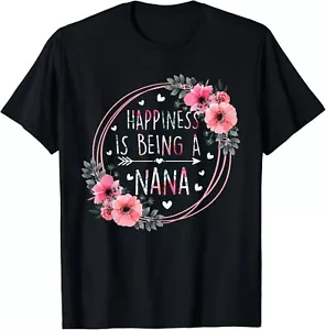 Womens Happiness is being a Nana Announcement Mothers Day T-Shirt Hoodie - Picture 1 of 10