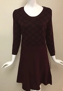 NWT My Michelle Wine/Black Junior’s Long Sleeve Sweater Dress Size L - Picture 1 of 10