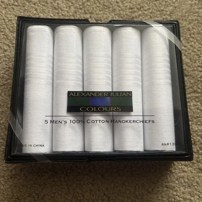 Nuevos Pañuelos Caja 5 Piezas Alexander Julian Colores Blanco   Foto 1 de 3