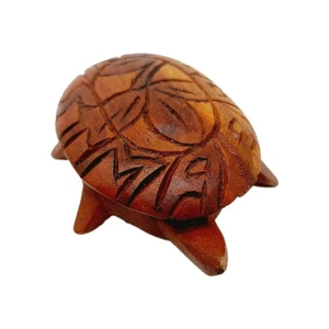 Schildkröte Holz handgeschnitzt Schildkröte Schmuckschatulle Floral Vintage  - Bild 1 von 10
