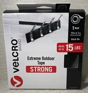 VELCRO Brand Extreme Outdoor Double-Sided Tape Strong 15lb Hold 14 Ft Roll Black - Picture 1 of 4