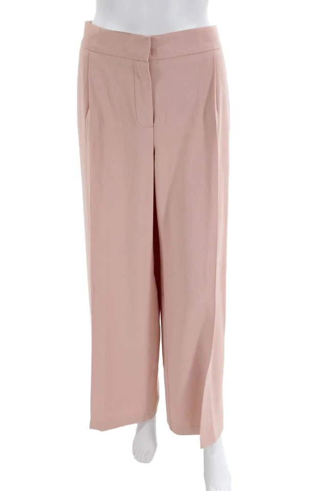 Calça reta Trina Turk feminina plissada sólida dois bolsos rosa tamanho 14 - Imagem 1 de 4