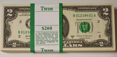  2017A Uncirculated $2 Pack BEP- Near Perfect Ladder Serial Included #01238456 - Image 1 of 4