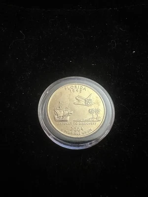 2004 D Denver Mint Florida Gold Plated Quarter in Capsule Uncirculated - Image 1 of 4