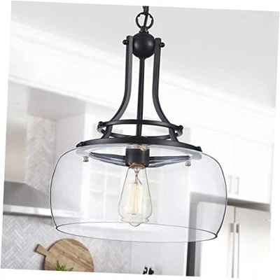  Chandelier Rustic Farmhouse Industrial Round Ceiling Pendant Light, Black - Image 1 of 4