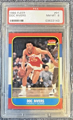 1986 Fleer Doc Rivers #91 PSA 8 NM-MT 老鹰 — 第 1/2 张图片