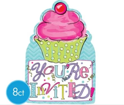 20 Pack Of Sweet Party Cupcake Birthday Party Invitations w/Envelopes - Image 1 of 4