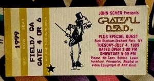 GRATEFUL DEAD JERRY GARCIA  - JULY 4, 1989 - RICH STADIUM ORCHARD PARK - TICKET - Picture 1 of 2