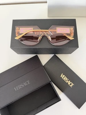 New VERSACE DAMIER PLAQUE 2276 Pink Rimless Sunglass - Image 1 of 4