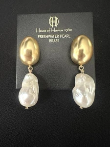 House Of Harlow große natürliche Perlen Ohrhänger - Bild 1 von 5