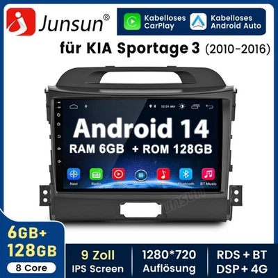 6+128GB Für KIA Sportage 3 2010-2016 Android 14 Carplay Autoradio Navi RDS WIFI - Bild 1 von 4