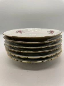 Wawel China Fine SAUCER * Made in Poland * FLORAL Rose Garden GOLD TRIM 6pc - Picture 1 of 6