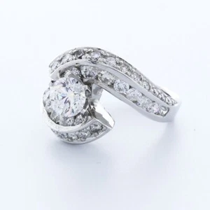 3.1CT NATURAL DIAMOND H/SI1 ROUND CUT 14K WHITE GOLD PRONG BYPASS ACCENT RING - Picture 1 of 4
