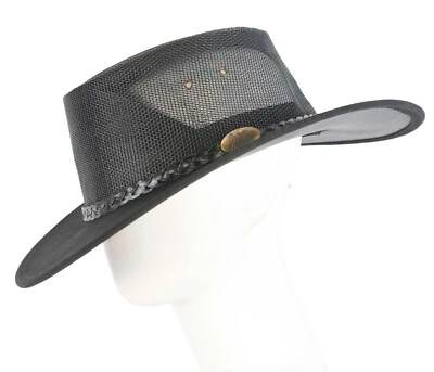 Sombrero fresco australiano de cuero gamuza jacaru negro hecho en Australia sombreros de OZ Foto 1 de 4