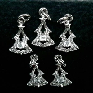 Dijes cúbicos de circonio, árbol de Navidad, platimum, 15x9,5x2,5 mm, 5 piezas, correo gratuito - Imagen 1 de 2