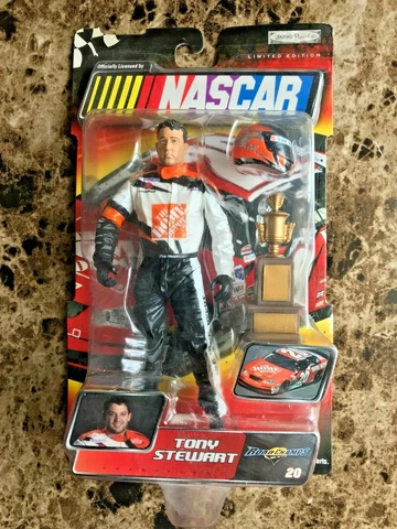 2003 Jakks Pacific Nascar  Tony Stewart with Trophy & Helmet Cover