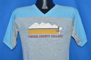 vintage 80s SNOOPY CAMDEN COUNTY COLLEGE GRAY BLUE JERSEY ARTEX t-shirt SMALL S - Picture 1 of 3