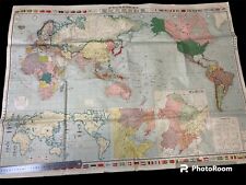 1933　Japanese　Antique　World map　Europe Korea China Manchuria　Old　②Y