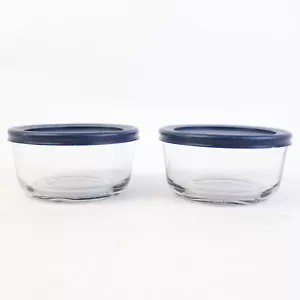 Set Of 2 Anchor Hocking 2 Cup Glass Storage Bowls With Lids - Picture 1 of 5