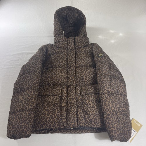 Giacca donna Michael Kors L puffer LEOPARDO con cappuccio nuova con etichette BELLA