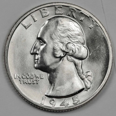 1945-p Washington Quarter.  B.U.  120975  Inventory G Cover