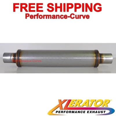 Xlerator Performance Exhaust Muffler / Resonator SS 2.25" ID - 4" Round - XS0425 - Image 1 of 3